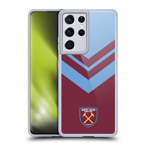 West Ham United FC Crest Graphics Arrowhead Lines Soft Gel Case for Samsung Galaxy S21 Ultra 5G