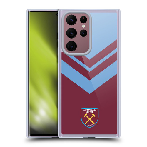 West Ham United FC Crest Graphics Arrowhead Lines Soft Gel Case for Samsung Galaxy S22 Ultra 5G