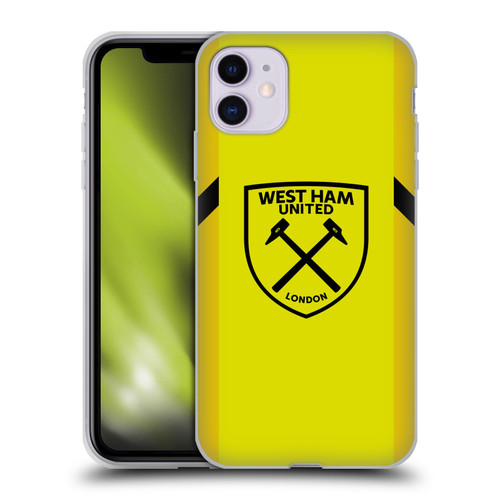 West Ham United FC 2023/24 Crest Kit Away Goalkeeper Soft Gel Case for Apple iPhone 11