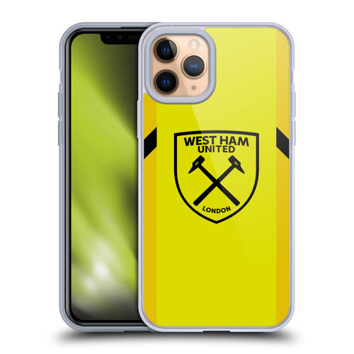 West Ham United FC 2023/24 Crest Kit Away Goalkeeper Soft Gel Case for Apple iPhone 11 Pro