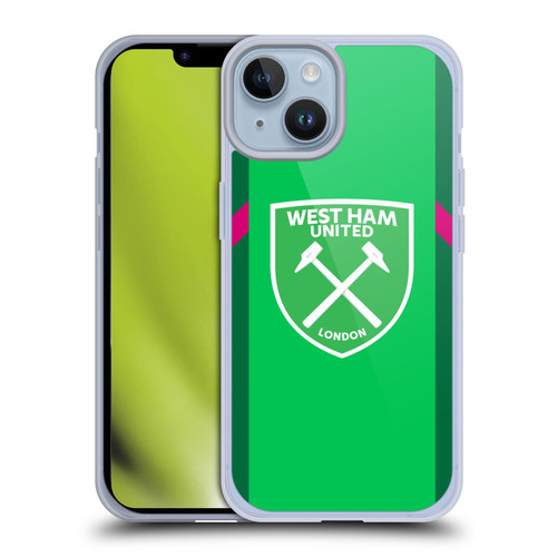 West Ham United FC 2023/24 Crest Kit Home Goalkeeper Soft Gel Case for Apple iPhone 14