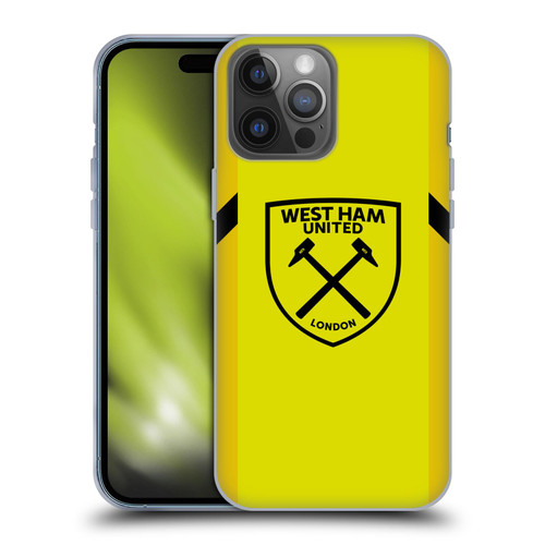 West Ham United FC 2023/24 Crest Kit Away Goalkeeper Soft Gel Case for Apple iPhone 14 Pro Max
