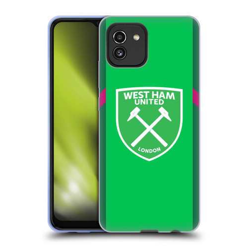 West Ham United FC 2023/24 Crest Kit Home Goalkeeper Soft Gel Case for Samsung Galaxy A03 (2021)
