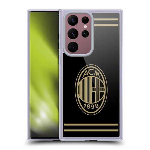 AC Milan Crest Black And Gold Soft Gel Case for Samsung Galaxy S22 Ultra 5G