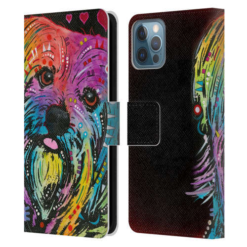 Dean Russo Dogs Yorkie Leather Book Wallet Case Cover For Apple iPhone 12 / iPhone 12 Pro
