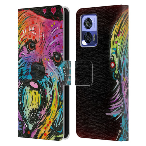 Dean Russo Dogs Yorkie Leather Book Wallet Case Cover For Motorola Edge 30 Neo 5G