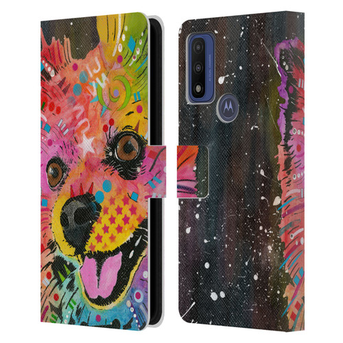 Dean Russo Dogs Pomeranian Leather Book Wallet Case Cover For Motorola G Pure