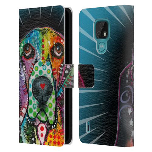 Dean Russo Dogs Hound Leather Book Wallet Case Cover For Motorola Moto E7