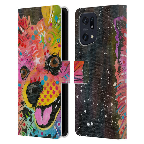 Dean Russo Dogs Pomeranian Leather Book Wallet Case Cover For OPPO Find X5