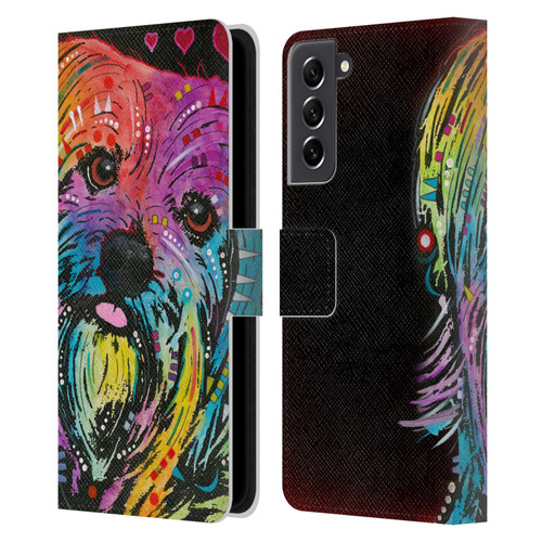Dean Russo Dogs Yorkie Leather Book Wallet Case Cover For Samsung Galaxy S21 FE 5G