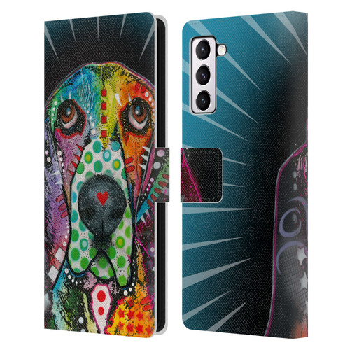 Dean Russo Dogs Hound Leather Book Wallet Case Cover For Samsung Galaxy S21+ 5G