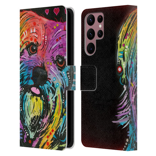 Dean Russo Dogs Yorkie Leather Book Wallet Case Cover For Samsung Galaxy S22 Ultra 5G