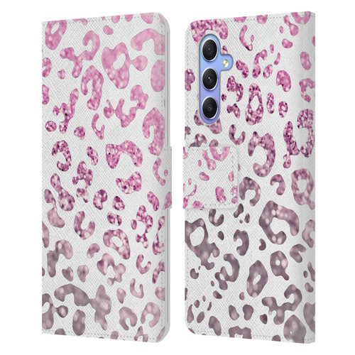 Monika Strigel Animal Print Glitter Pink Leather Book Wallet Case Cover For Samsung Galaxy A34 5G