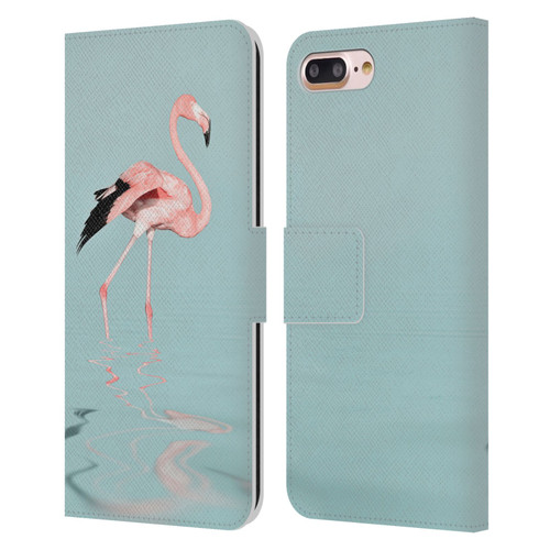 LebensArt Beings Flamingo Leather Book Wallet Case Cover For Apple iPhone 7 Plus / iPhone 8 Plus