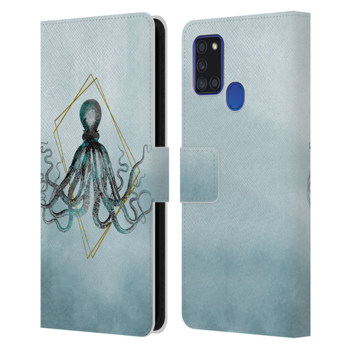 LebensArt Beings Octopus Leather Book Wallet Case Cover For Samsung Galaxy A21s (2020)