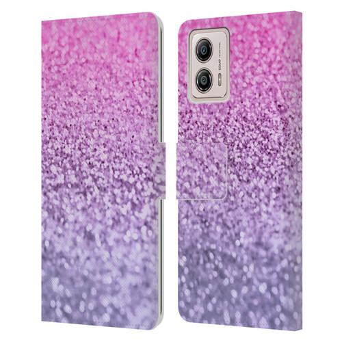 Monika Strigel Glitter Collection Lavender Pink Leather Book Wallet Case Cover For Motorola Moto G53 5G