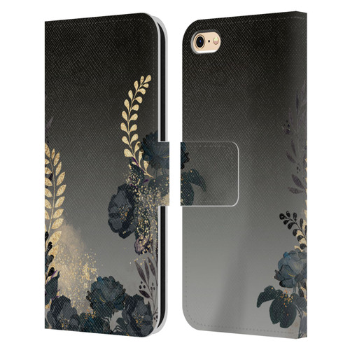 LebensArt Elegance in Black Watercolor Roses Leather Book Wallet Case Cover For Apple iPhone 6 / iPhone 6s