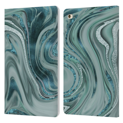 LebensArt Geo Liquid Marble Sea Foam Green Leather Book Wallet Case Cover For Apple iPad mini 4