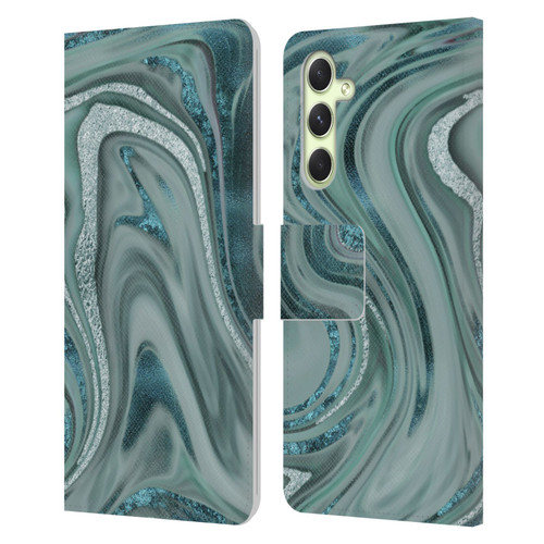 LebensArt Geo Liquid Marble Sea Foam Green Leather Book Wallet Case Cover For Samsung Galaxy A54 5G