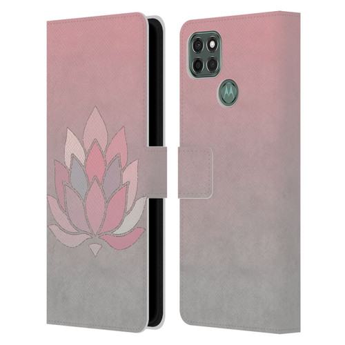 LebensArt Pastels Lotus Leather Book Wallet Case Cover For Motorola Moto G9 Power