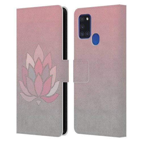 LebensArt Pastels Lotus Leather Book Wallet Case Cover For Samsung Galaxy A21s (2020)