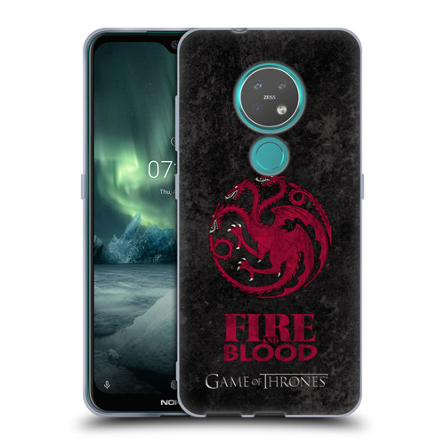 HBO Game of Thrones Dark Distressed Look Sigils Targaryen Soft Gel Case for Nokia 6.2 / 7.2