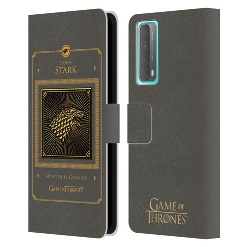 HBO Game of Thrones Golden Sigils Stark Border Leather Book Wallet Case Cover For Huawei P Smart (2021)