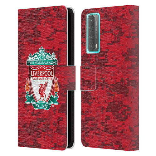 Liverpool Football Club Digital Camouflage Home Red Crest Leather Book Wallet Case Cover For Huawei P Smart (2021)