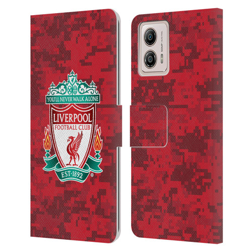 Liverpool Football Club Digital Camouflage Home Red Crest Leather Book Wallet Case Cover For Motorola Moto G53 5G