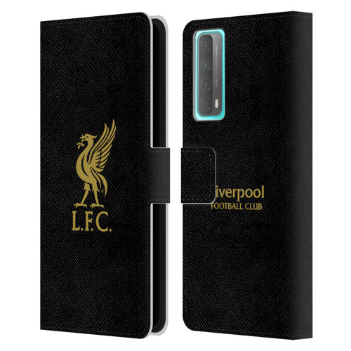 Liverpool Football Club Liver Bird Gold Logo On Black Leather Book Wallet Case Cover For Huawei P Smart (2021)