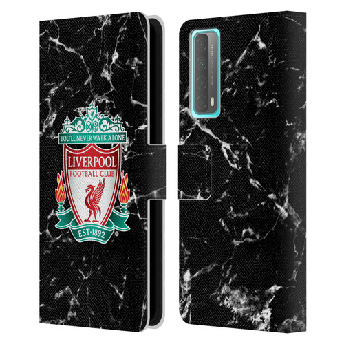 Liverpool Football Club Marble Black Crest Leather Book Wallet Case Cover For Huawei P Smart (2021)