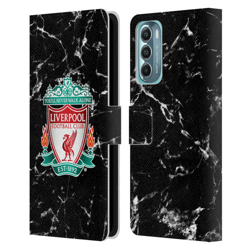 Liverpool Football Club Marble Black Crest Leather Book Wallet Case Cover For Motorola Moto G Stylus 5G (2022)
