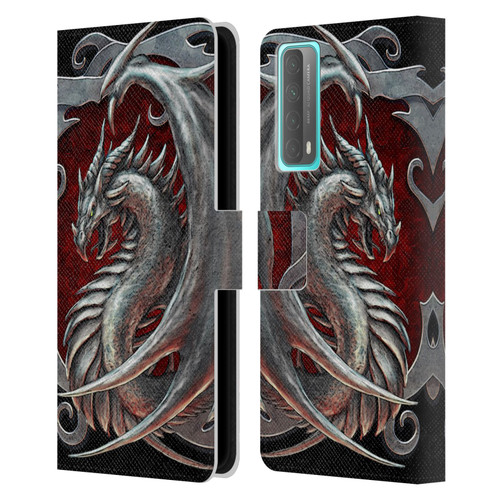 Christos Karapanos Dragons 2 Talisman Silver Leather Book Wallet Case Cover For Huawei P Smart (2021)