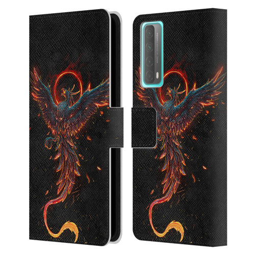 Christos Karapanos Mythical Art Black Phoenix Leather Book Wallet Case Cover For Huawei P Smart (2021)