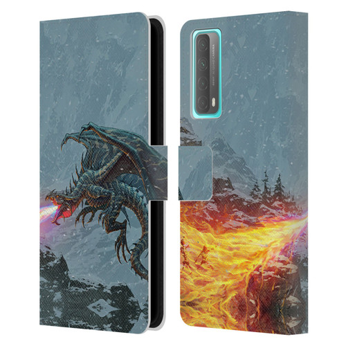 Christos Karapanos Mythical Art Power Of The Dragon Flame Leather Book Wallet Case Cover For Huawei P Smart (2021)