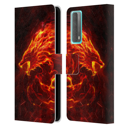 Christos Karapanos Mythical Art Wolf Spirit Leather Book Wallet Case Cover For Huawei P Smart (2021)