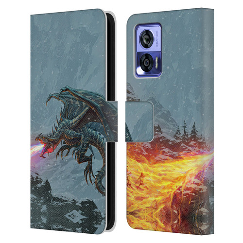 Christos Karapanos Mythical Art Power Of The Dragon Flame Leather Book Wallet Case Cover For Motorola Edge 30 Neo 5G