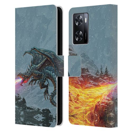 Christos Karapanos Mythical Art Power Of The Dragon Flame Leather Book Wallet Case Cover For OPPO A57s