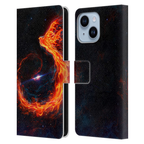 Christos Karapanos Phoenix Out Of Space Leather Book Wallet Case Cover For Apple iPhone 14 Plus