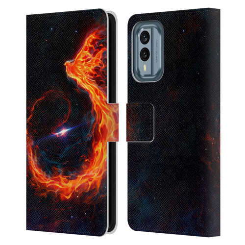 Christos Karapanos Phoenix Out Of Space Leather Book Wallet Case Cover For Nokia X30
