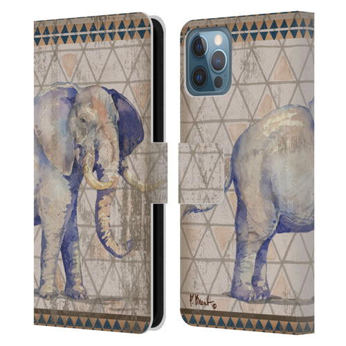 Paul Brent Animals Tribal Elephant Leather Book Wallet Case Cover For Apple iPhone 12 / iPhone 12 Pro