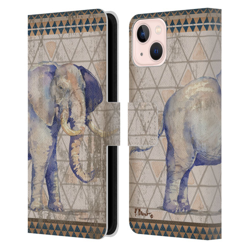 Paul Brent Animals Tribal Elephant Leather Book Wallet Case Cover For Apple iPhone 13