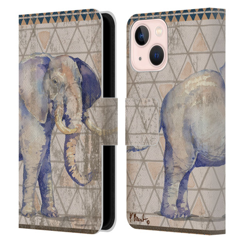 Paul Brent Animals Tribal Elephant Leather Book Wallet Case Cover For Apple iPhone 13 Mini