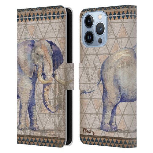 Paul Brent Animals Tribal Elephant Leather Book Wallet Case Cover For Apple iPhone 13 Pro