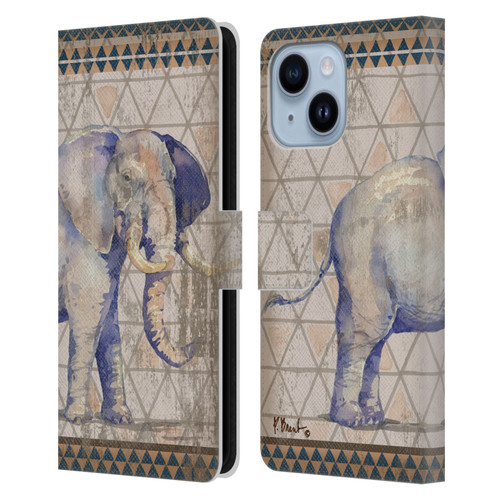 Paul Brent Animals Tribal Elephant Leather Book Wallet Case Cover For Apple iPhone 14 Plus
