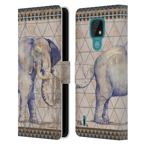 Paul Brent Animals Tribal Elephant Leather Book Wallet Case Cover For Motorola Moto E7