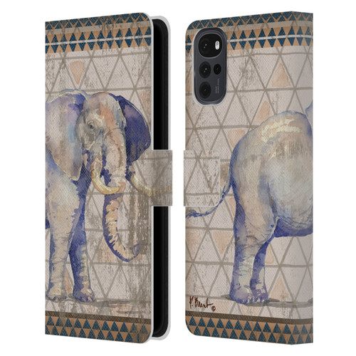Paul Brent Animals Tribal Elephant Leather Book Wallet Case Cover For Motorola Moto G22
