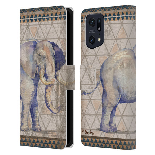 Paul Brent Animals Tribal Elephant Leather Book Wallet Case Cover For OPPO Find X5