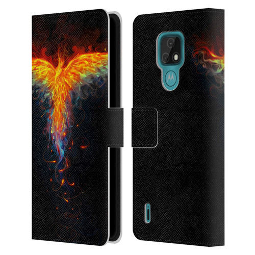 Christos Karapanos Phoenix 2 Bird 3 Leather Book Wallet Case Cover For Motorola Moto E7