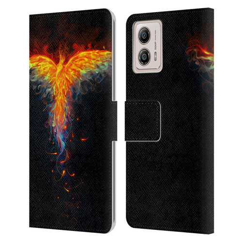 Christos Karapanos Phoenix 2 Bird 3 Leather Book Wallet Case Cover For Motorola Moto G53 5G